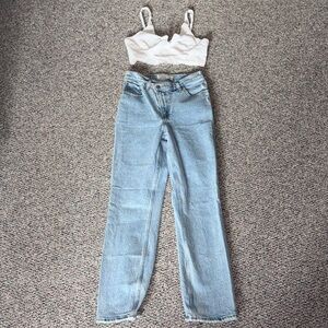 Abercrombie & Fitch Light Blue Straight Leg Jeans & Kendall&Kylie crop top - Set